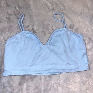 Zara Ribbed Baby Blue Crop Tank Size Large